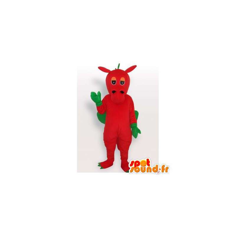 Mascotte de dragon rouge et vert. Costume de dragon - MASFR006520 - Mascotte de dragon