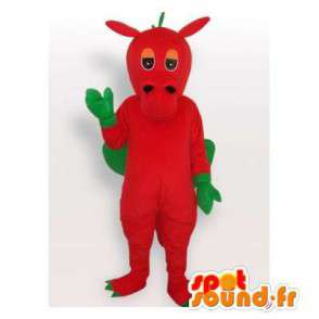 Mascot drago rosso e verde. Drago costume - MASFR006520 - Mascotte drago