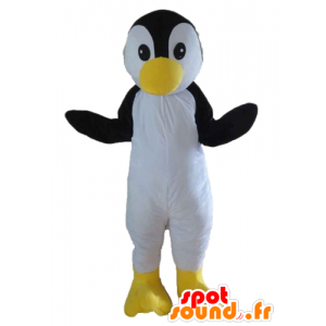 Mascot pássaro preto, branco e amarelo, pinguim - MASFR22726 - aves mascote