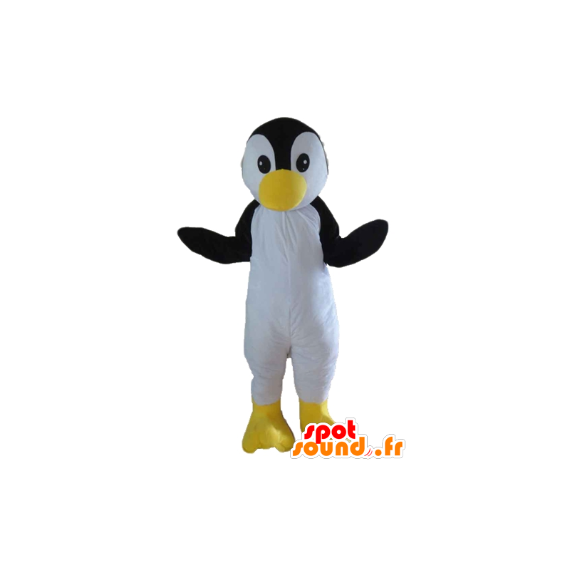 Mascot black bird, white and yellow, penguin - MASFR22726 - Mascot of birds