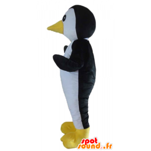 Mascot schwarzer Vogel, weiß und gelb, Pinguin - MASFR22726 - Maskottchen der Vögel