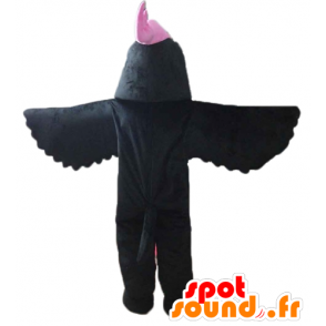 Mascotte d'oiseau noir, avec une crête rose sur la tête - MASFR22727 - Mascotte d'oiseaux