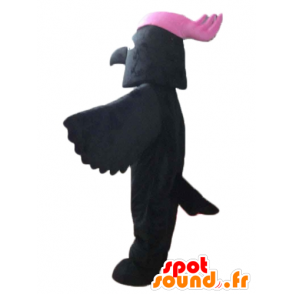 Mascot black bird, with a pink crest on its head - MASFR22727 - Mascot of birds