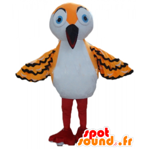 Bird mascot orange, white and black, with a long beak - MASFR22728 - Mascot of birds