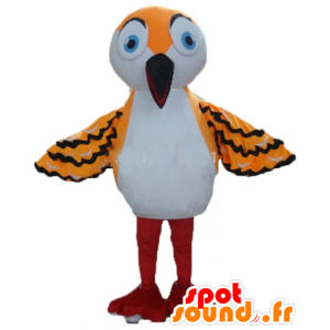 Mascot pomarańczowy ptak, biały i czarny, z długim dziobem - MASFR22728 - ptaki Mascot