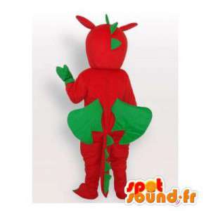 Mascot drago rosso e verde. Drago costume - MASFR006520 - Mascotte drago