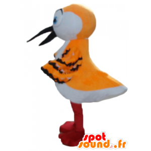 Bird mascot orange, white and black, with a long beak - MASFR22728 - Mascot of birds