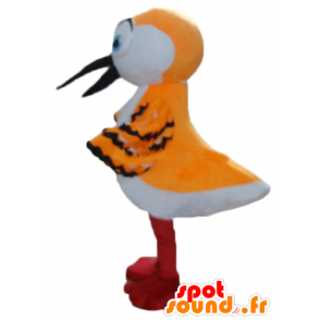 Mascot orange fugl, hvit og svart, med en lang nebb - MASFR22728 - Mascot fugler