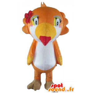 Papegøje maskot, tukan, orange, hvid og gul - Spotsound maskot