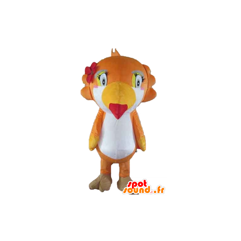 Parrot Mascot, toekan, oranje, wit en geel - MASFR22729 - mascottes papegaaien