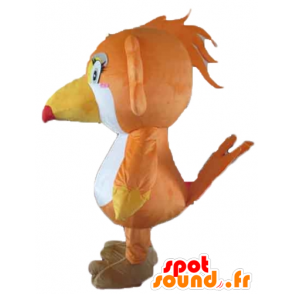 Papegøje maskot, tukan, orange, hvid og gul - Spotsound maskot