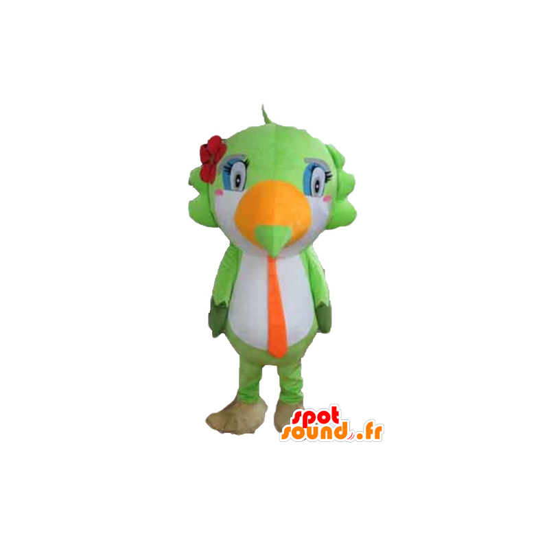 Mascotte de perroquet, de toucan, vert, blanc et orange - MASFR22730 - Mascottes de perroquets