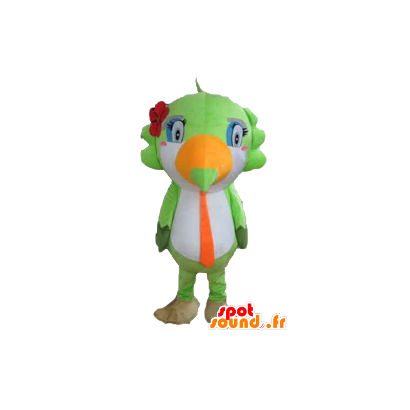 Parrot mascot, toucan, green, white and orange - MASFR22730 - Mascots of parrots