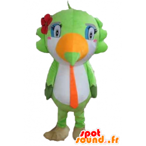 Parrot Mascot, toekan, groen, wit en oranje - MASFR22730 - mascottes papegaaien