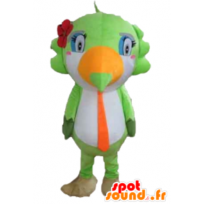 Parrot mascot, toucan, green, white and orange - MASFR22730 - Mascots of parrots