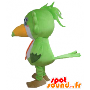 Papegøje maskot, tukan, grøn, hvid og orange - Spotsound maskot