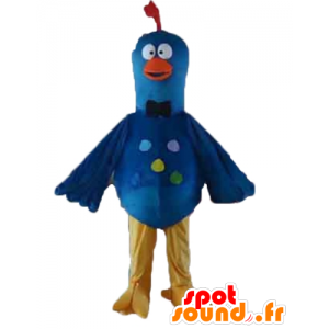 Blå, gul og orange fuglemaskot, due - Spotsound maskot kostume