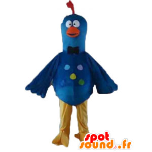 Mascot blauwe vogel, geel en oranje duif - MASFR22731 - Mascot vogels