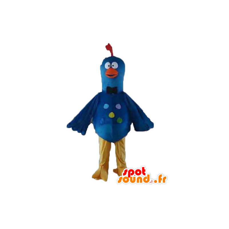 Mascotte d'oiseau bleu, jaune et orange, de pigeon - MASFR22731 - Mascotte d'oiseaux