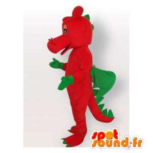 Mascotte de dragon rouge et vert. Costume de dragon - MASFR006520 - Mascotte de dragon