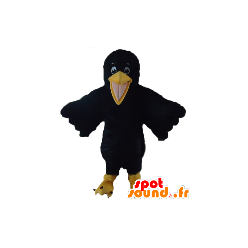 Mascot corvo preto e amarelo, gigante macia - MASFR22733 - aves mascote