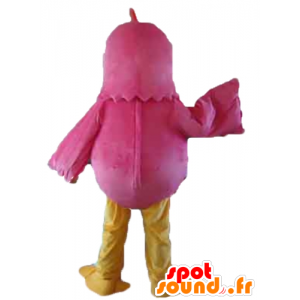 Mascotte Pink Bird, rosso e giallo, gallina gigante - MASFR22734 - Mascotte di galline pollo gallo