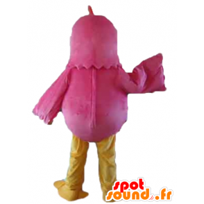 Mascot vaaleanpunainen lintu, punainen ja keltainen, jättiläinen kana - MASFR22734 - Mascotte de Poules - Coqs - Poulets
