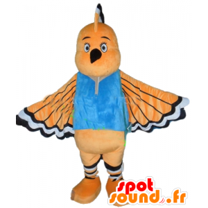 Mascot oranje vogel, wit en zwart, met een lange snavel - MASFR22735 - Mascot vogels