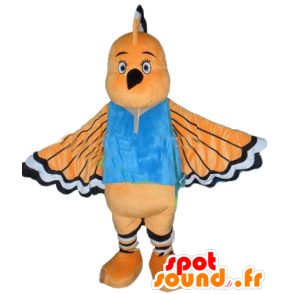 Mascot oranssi lintu, valkoinen ja musta, pitkä nokka - MASFR22735 - maskotti lintuja