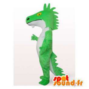 Green dinosaur mascot and white - MASFR006521 - Mascots dinosaur