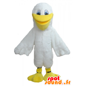 Bílý racek maskot, racek, bílé a žluté kachna - MASFR22736 - maskot kachny
