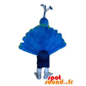 Giant peacock mascot, blue, green and yellow - MASFR22737 - Mascot of birds