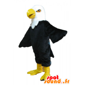 Aquila mascotte bello nero, bianco e giallo, gigante, molto realistico - MASFR22741 - Mascotte degli uccelli