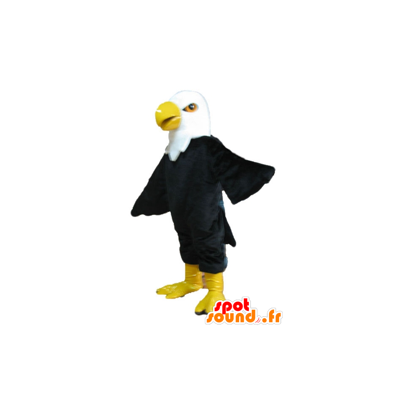 Eagle mascot beautiful black, white and yellow, giant, very realistic - MASFR22741 - Mascot of birds