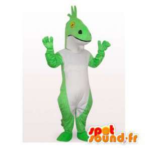 Green dinosaur mascot and white - MASFR006521 - Mascots dinosaur