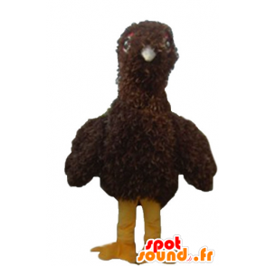 Mascot vogel, bruin en geel kuiken, allen harige - MASFR22742 - Mascot vogels