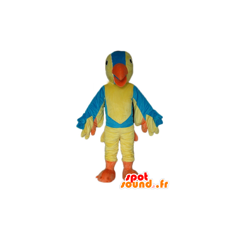 Gul, blå och orange fågelmaskot, jätte - Spotsound maskot