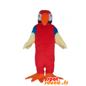 Jättepapegojemaskot, röd, orange, blå och vit - Spotsound maskot