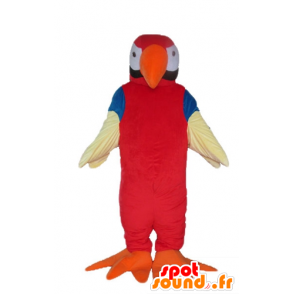 Jättepapegojemaskot, röd, orange, blå och vit - Spotsound maskot