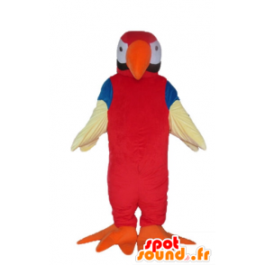 Kæmpe papegøje maskot, rød, orange, blå og hvid - Spotsound