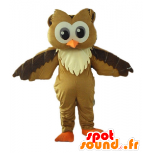 Brown and white owl mascot,...