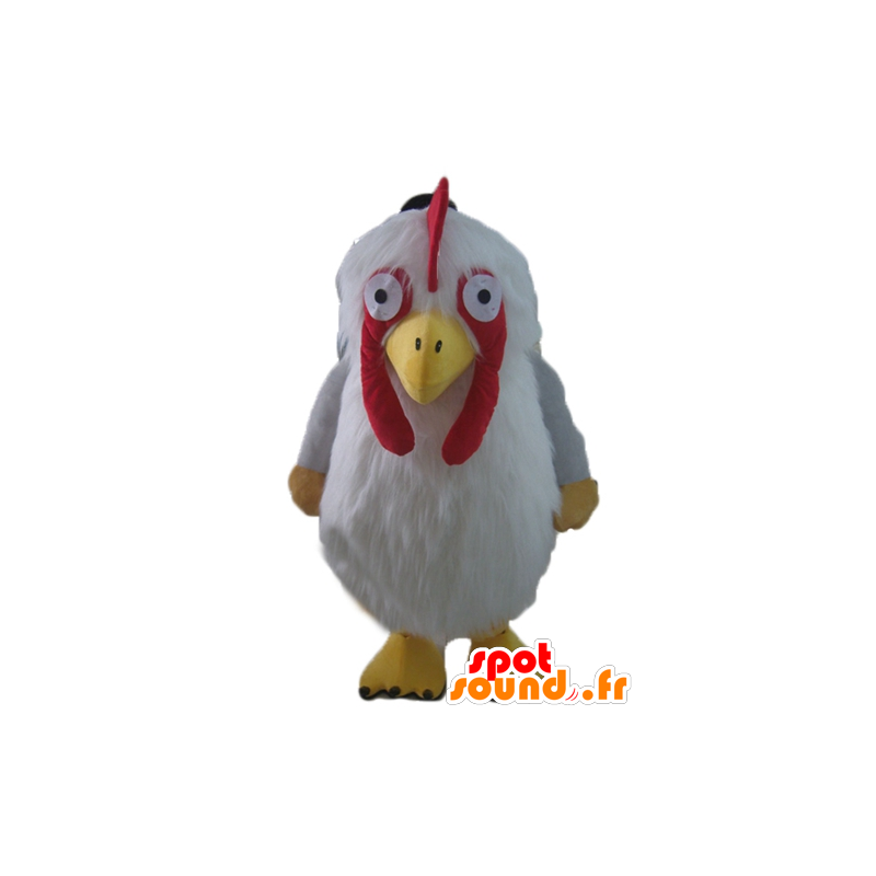 Koop Witte kip mascotte, geel rood, reus, harige in Mascot Hens - Hanen - Kippen Kleur verandering Geen verandering Besnoeiing L (180-190 cm) Goed om te fotograferen Neen Met de kleren? (