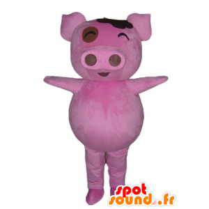 Pink gris maskot, fyldig og sjov - Spotsound maskot kostume