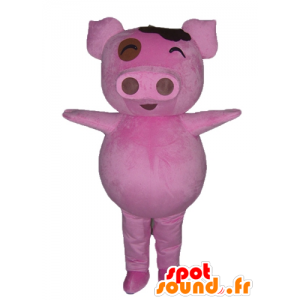 ふっくらと面白いマスコットピンクの豚、