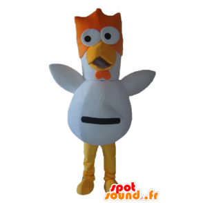 Maskotfugl hvid, orange og gul, høne, hane - Spotsound maskot