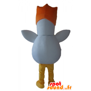 Maskotfågel vit, orange och gul, höna, tupp - Spotsound maskot