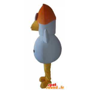 Maskotfågel vit, orange och gul, höna, tupp - Spotsound maskot