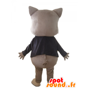 Grå gris maskot, i sort jakke og et slips - Spotsound maskot