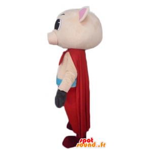 Pink gris maskot med bukser og kappe - Spotsound maskot kostume