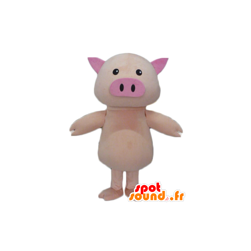 Stor lyserød gris maskot, sød og fyldig - Spotsound maskot